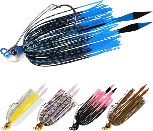 TRUSCEND Jigs Fishing Lures with Ultra Smooth Teflon Hook, Tour Grade Titanium Weed Guard Swim Jigs, Valuable Weedless Skirted Jig, Well-Made Lures