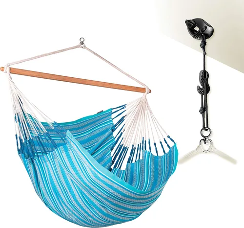 Miniatura 26 de La Siesta® XL King Habana - Hamaca colgante de algodón, para interiores y exteriores, silla colgante bohemia para dormitorio, patio, máximo 355