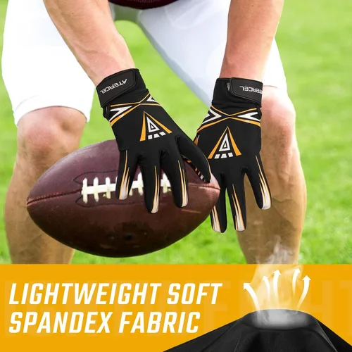 Miniatura 4 de ATERCEL Guantes de fútbol americano para hombre - Rendimiento mejorado y guantes receptores de alto agarre para rugby, adultos y jóvenes