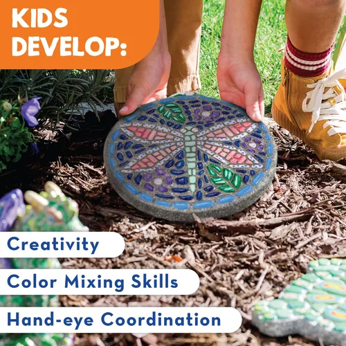 Miniatura 5 de MindWare Pinta tu propia piedra escalonada: libélula - Pinta tus propias piedras de paso para niños. El kit de manualidades incluye pintura