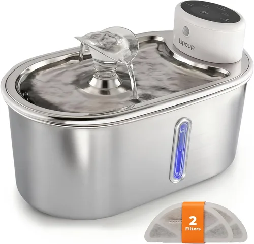 Miniatura 12 de Fuente de agua inalámbrica para gatos de acero inoxidable de 108 oz/3.2 L Batería de 5200 mAh, autonomía de 50 días, sensor de movimiento, ultra