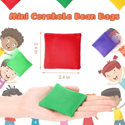 Miniatura 3 de Jerify 72 mini pufs para niños, a granel, mini bolsas de frijoles coloridos para lanzar niños, familia y adultos, juegos de patio al aire libre