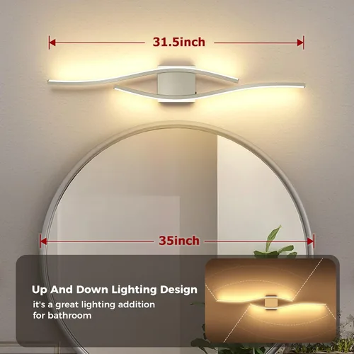 Miniatura 5 de Joossnwell Luces de tocador de níquel cepillado para accesorios de iluminación de baño, sobre espejo, regulables, 5CCT, moderno, lámpara de pared