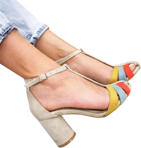 Miniatura 4 de Tenis de moda para mujer, de gamuza de verano, con bloques de color, tacón alto, estilo casual, para mujer