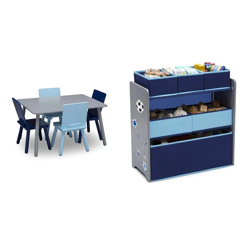 Miniatura 10 de Delta Children Conjunto de mesa y sillas para niños (4 sillas incluidas), gris/azul