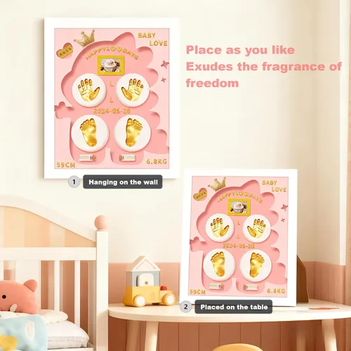 Miniatura 3 de MCstars Kit personalizado de mano y huella de bebé, pies de recuerdo y huellas de manos para recién nacidos, regalo para baby shower, Navidad