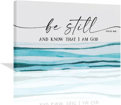 Miniatura 10 de Arte de pared cristiano grande con texto en inglés «Be Still and Know That I Am Gods» («Be Still and Know That I Am Gods») para decoración de pared