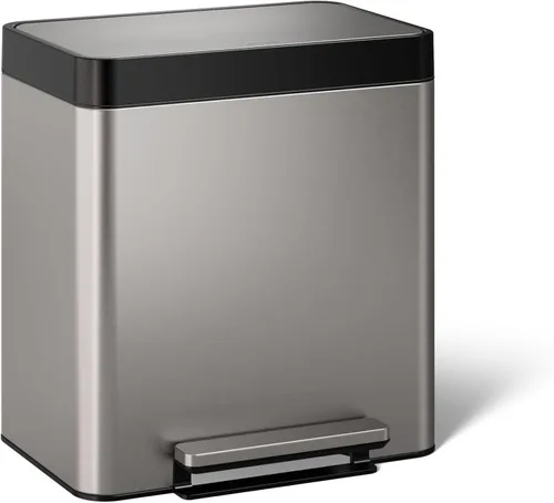 Miniatura 18 de KOHLER K-31315-BST - Bote de basura de dos compartimentos con tapa abierta de 22 litros, acero inoxidable negro