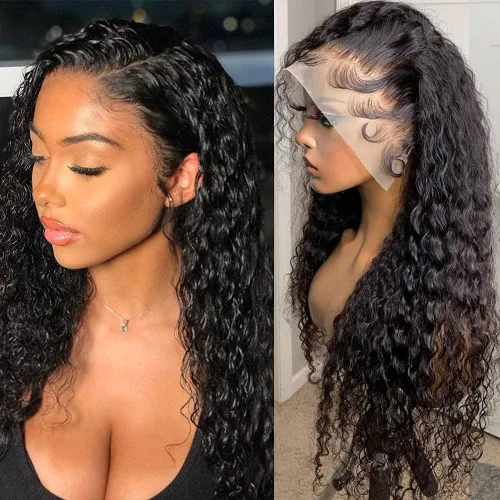 Miniatura 10 de Wingirl - Pelucas de cabello humano con malla frontal transparente HD de 13 x 4, densidad del 180 %, pre-sacado con pelo de bebé, sin pegamento, 13