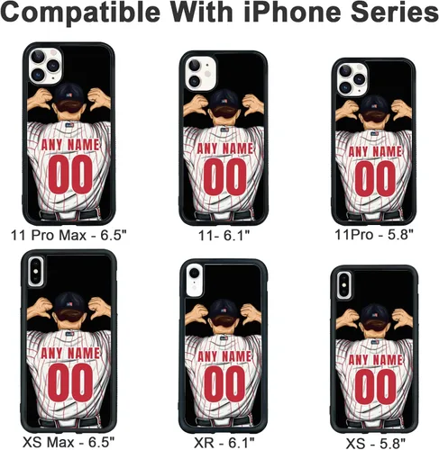 Miniatura 4 de Custome - Funda de teléfono de béisbol, diseño creativo de béisbol deportivo con número de estrella para iPhone 15, 14, 13, 12, 11 Pro Max Plus Mini