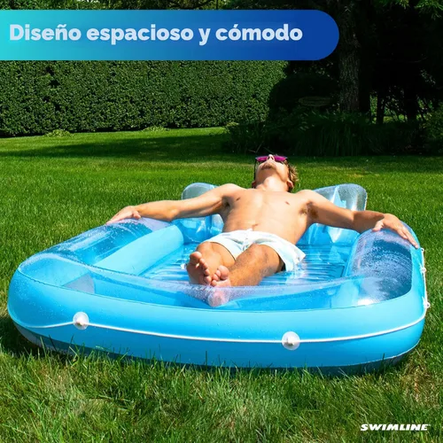 Miniatura 5 de SWIMLINE Original Suntan Tub Series Classic Inflatable Tanning Float Floating Lounge Personal Tan Pool Hybrid Lounger Adjustable Pillow Fill