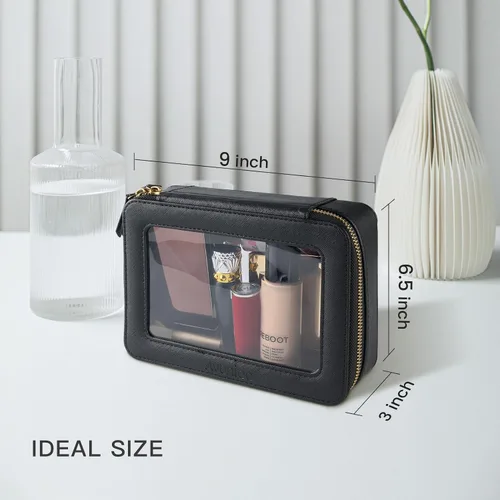 Miniatura 3 de Aveniee Organizador de bolsa de maquillaje transparente, estuche portátil de viaje para cosméticos, bolsa transparente resistente con cremallera