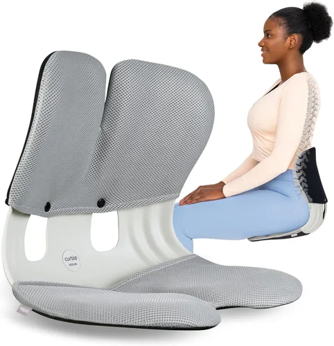 Miniatura 15 de curble Grand Cover, funda desmontable para silla de adulto, soporte ergonómico para respaldo de silla y soporte lumbar (azul)