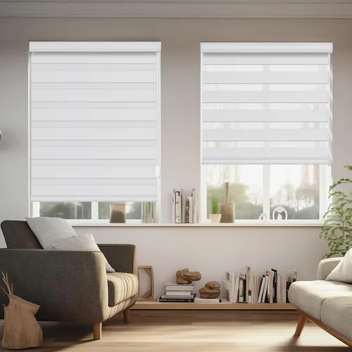 Miniatura 10 de Persianas de cebra Changshade para ventanas interiores con filtro de luz, persianas de cebra con cordón para puertas corredizas de vidrio