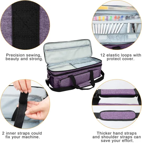 Miniatura 4 de Luxiv Estuche de transporte de doble capa para Cricut Explore/Air/Maker - Bolsa portátil de 2 capas para máquinas de corte Cricut Morado