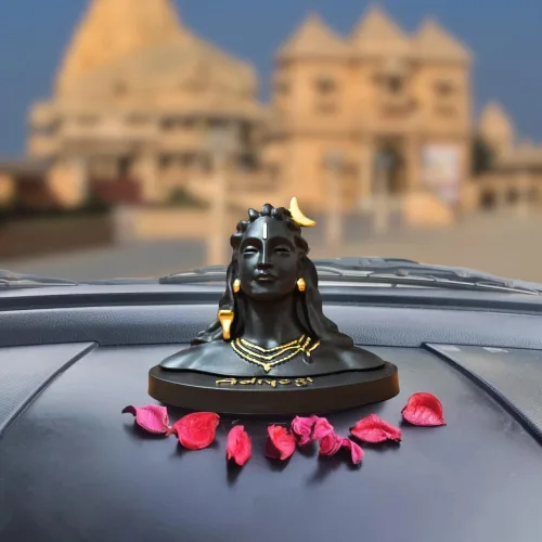 Miniatura 3 de HOME ARCHIVE Estatua de Lord Adiyogi con detalles dorados para tablero de instrumentos del automóvil, decoración de la oficina en el hogar, resina