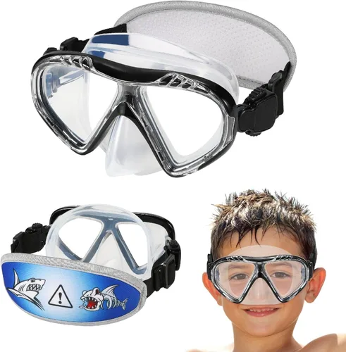 Gafas de natación para niños, cubierta de nariz, gafas para niños sin tirones de pelo,Máscara de natación para niños antiniebla