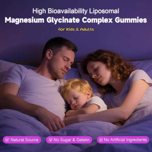 Miniatura 7 de Gomitas de bisglicinato de magnesio liposomal de 400 mg para niños y adultos, suplemento de bisglicinato de magnesio masticable con teanina, B6
