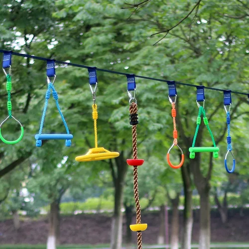 Miniatura 4 de Rainbow Craft Paquete de 3 barras de Ninja Monkey para niños, barras de trapecio para accesorios de carrera de obstáculos ninja, 3 piezas