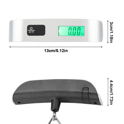 Miniatura 2 de Báscula de peso portátil digital para equipaje mini tamaño LCD digital digital colgando básculas portátil gancho balanza máxima carga 1102lbs