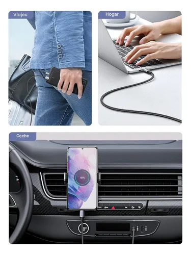 Miniatura 3 de UGREEN Cable USB a USB C, cable Carplay de automóvil USB A a tipo C, cable USB C trenzado de carga rápida compatible con iPhone 16/16 Plus/16