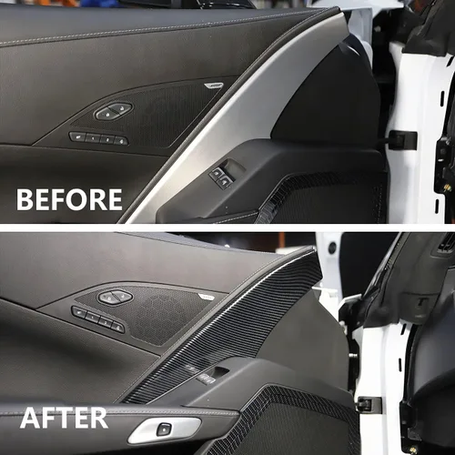 Miniatura 5 de Cubierta de la decoración del panel de puerta de la cabina de la fibra de carbono para Chevrolet Corvette C7 2014-2019