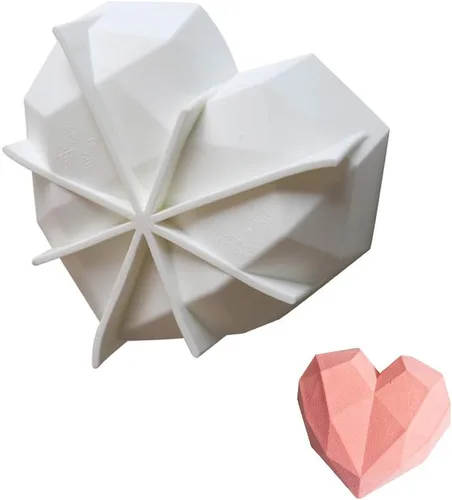 Miniatura 4 de Diamond Heart Love Mousse - Bandejas de silicona para hornear, grado alimenticio y libre de BPA, no pegajoso, adecuado para mousse, brownie
