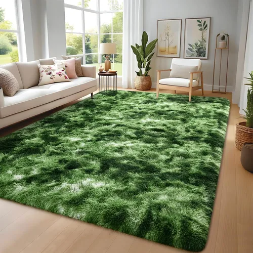 Miniatura 11 de Nuttumico Alfombras de Pasillo Suaves de 2x4 Pies para Dormitorio y Sala de Estar, Alfombra Mullida de Felpa, Alfombras de Área Antideslizantes Tie