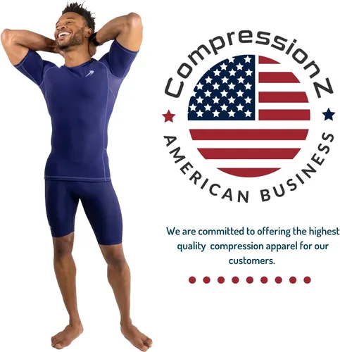 Miniatura 5 de CompressionZ playera mangas cortas, compresión muscular para correr, hacer ciclismo y ejercicios, para hombre