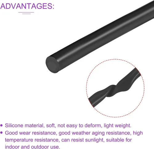 Miniatura 5 de DMiotech 0.079 in ID 0.157 in OD 3.3 pies tubo de silicona, manguera de silicona industrial negra, para bomba de aire de agua, riego de jardín