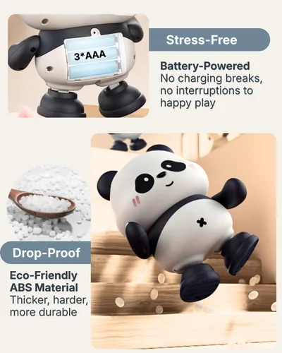 Miniatura 6 de Cuddobaby Dancing Panda Juguete musical de alto contraste, tiempo de barriga independiente, 0-6M 6-12M, luces cambiantes, soporte para tarjetas