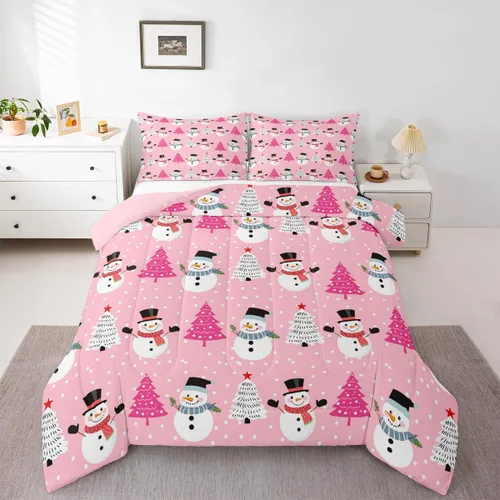 Miniatura 41 de Erosebridal Juego de edredón de Papá Noel tamaño matrimonial para niños y niñas, edredón de plumón de Feliz Navidad, juego de ropa de cama