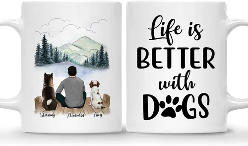 Miniatura 8 de Gossby Taza personalizada para papá con perro, Forever in My Heart, regalo personalizado para hombres amantes de los perros con diseño, nombres, 1