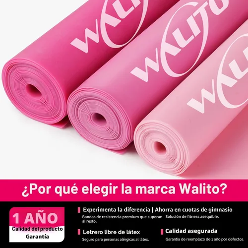 Miniatura 2 de WALITO Bandas de resistencia para entrenamiento, bandas de ejercicio para mujeres y hombres, bandas de entrenamiento para terapia física, 1.Rosa