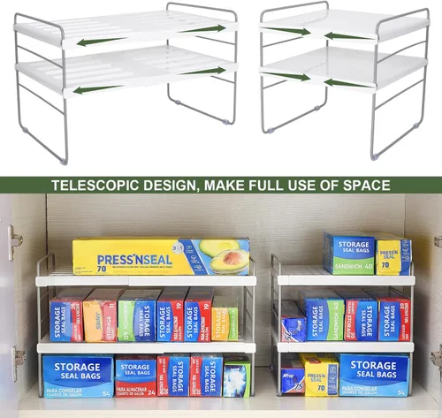 Miniatura 2 de Organización y almacenamiento de despensa para cocina, estante organizador de caja de papel de cocina expandible, organizador de papel de aluminio