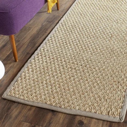 Miniatura 35 de Safavieh Natural Fiber NF114P - Alfombra redonda de hierba marina, tejido de canasta, con borde, de 244 cm, color gris Natural/ gris