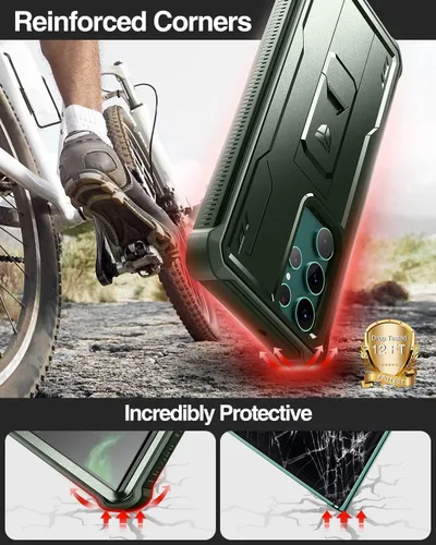 Miniatura 3 de Dexnor Funda para Samsung Galaxy S22 Ultra, [Protector de pantalla integrado y soporte] Protección de grado militar resistente de trabajo pesado a