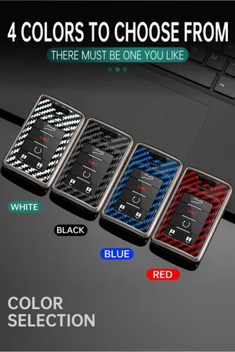 Miniatura 6 de SANRILY Funda de fibra de carbono con patrón de 4/5/6 botones, para Cadillac SRX ATS ELR XTS DTS ELR sin llave con llavero negro