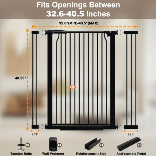 Miniatura 2 de Puerta de bebé extra alta de 40.55 pulgadas para marcos de puertas, puerta para perros de 32.6 a 40.5 pulgadas de ancho para interiores, puerta alta
