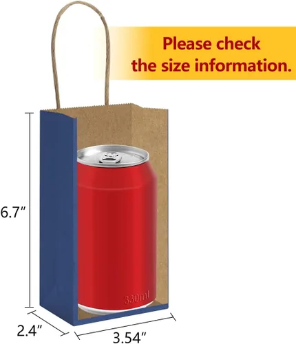 Miniatura 2 de BagDream Paquete de 100 bolsas pequeñas de papel kraft de 3.5 x 2.4 x 6.7 pulgadas con asas, bolsas de regalo a granel, minibolsas de regalo