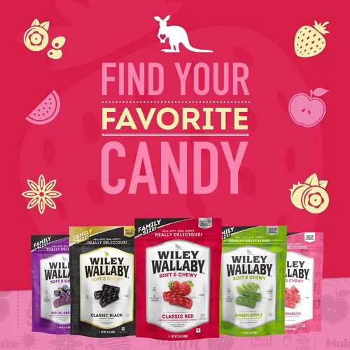 Miniatura 6 de Wiley Wallaby 24 onzas Paquete de variedad de regaliz gourmet clásico australiano de sabor rojo y sandía, suave y masticable, 2 paquetes