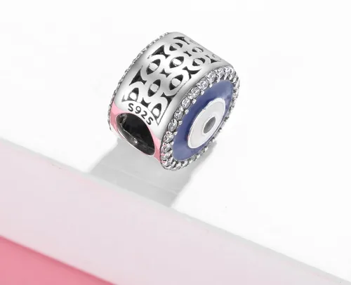 Miniatura 8 de Abalorios de plata de ley 925 para pulsera y joyería de la suerte, abalorios de Hamsa de Fátima, abalorios europeos compatibles con el mal de ojo