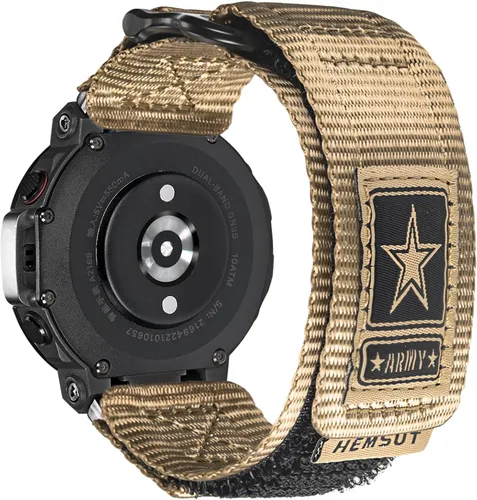 Miniatura 9 de Watch Bands Compatible with Amazfit T-Rex 2, Millitary Nylon Strap With Hook and Loop Design and Tools included Café