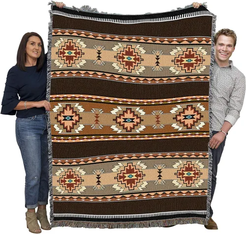 Miniatura 22 de Pure Country Weavers Rimrock Dusk Blanket XL – Inspirado en los nativos americanos del suroeste – Manta de regalo tejida de algodón – Fabricado