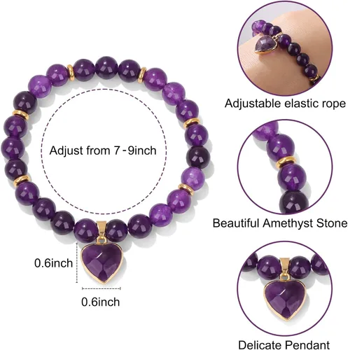 Miniatura 6 de GolbalJew Pulsera curativa para mujer, pulseras de cuentas de ansiedad, joyería de piedra curativa, pulsera de cristal para aliviar el estrés