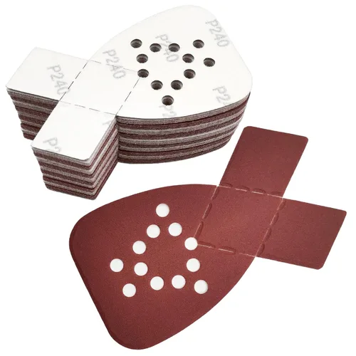Miniatura 12 de 50 piezas de papel de lija de ratón con 2 puntas adicionales para reemplazo de detalles, almohadillas de lijadora de lijadora, 12 agujeros de gancho