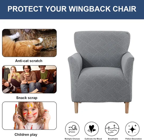 Miniatura 34 de HAOYONG - Funda elástica de terciopelo para silla de banquete, fundas para sillas de 1 pieza, fundas para sillones de sofá, funda suave para sillón