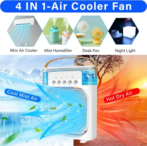 Miniatura 2 de Aire acondicionado portátil – Pequeño enfriador de aire personal silencioso portátil de CA, mini ventilador de escritorio alimentado por USB