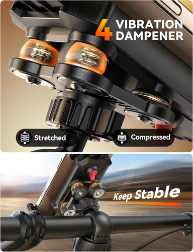 Miniatura 2 de JOYROOM Soporte de teléfono para bicicleta, [doble anti vibración] [refuerzo mejorado 2025] Soporte de teléfono celular para bicicleta, accesorios