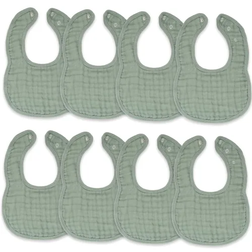 Miniatura 12 de Comfy Cubs Baberos de muselina para bebés, paquete de 8, suaves y altamente absorbentes, baberos para alimentar, babear y dentición, broches Sage